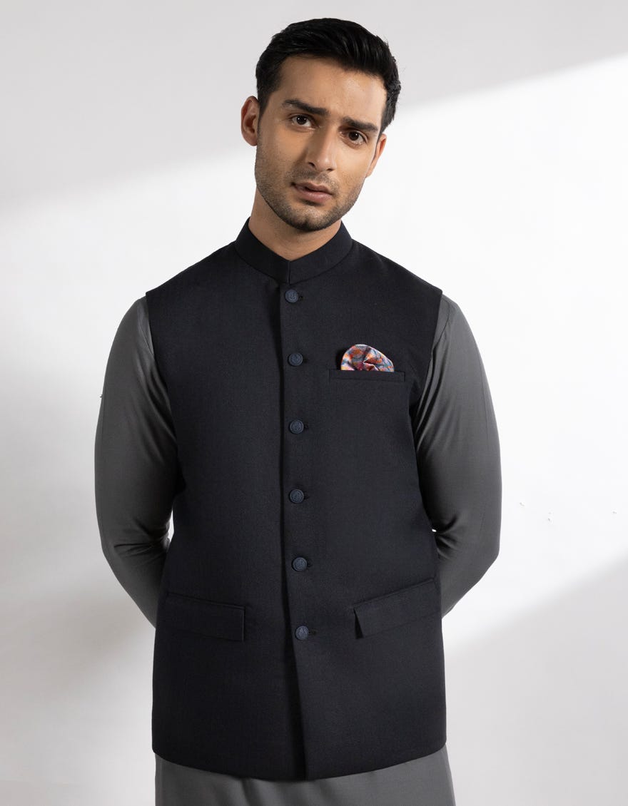 NAVY BLUE SUITING WAISTCOAT