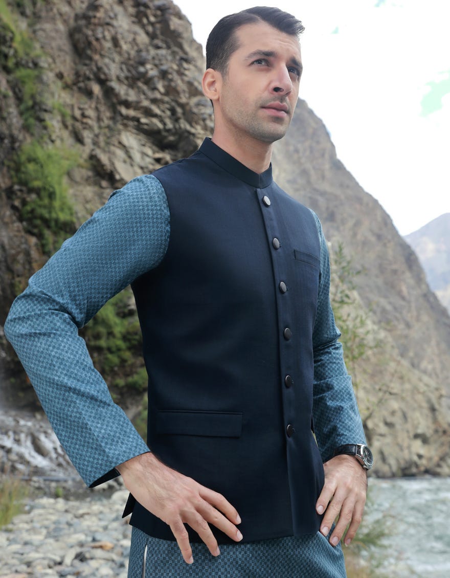 Navy Blended Waistcoat | Jjvc-27381-R9