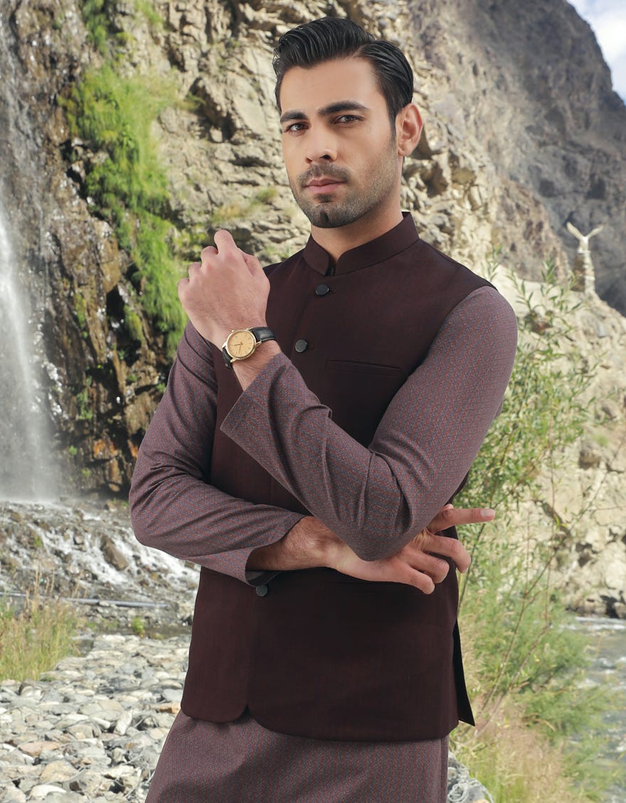Maroon Blended Waistcoat | Jjvc-27384-R9