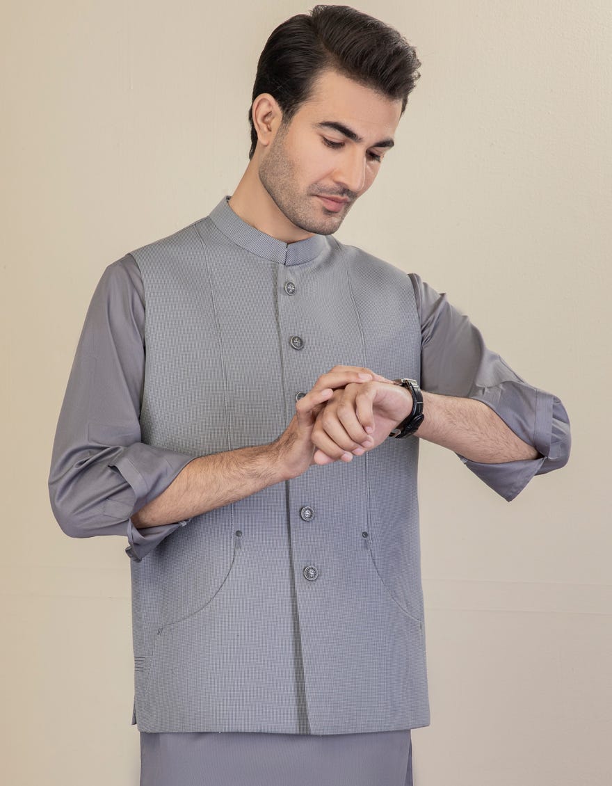 Grey Blended Waistcoat | Jjvc-27460
