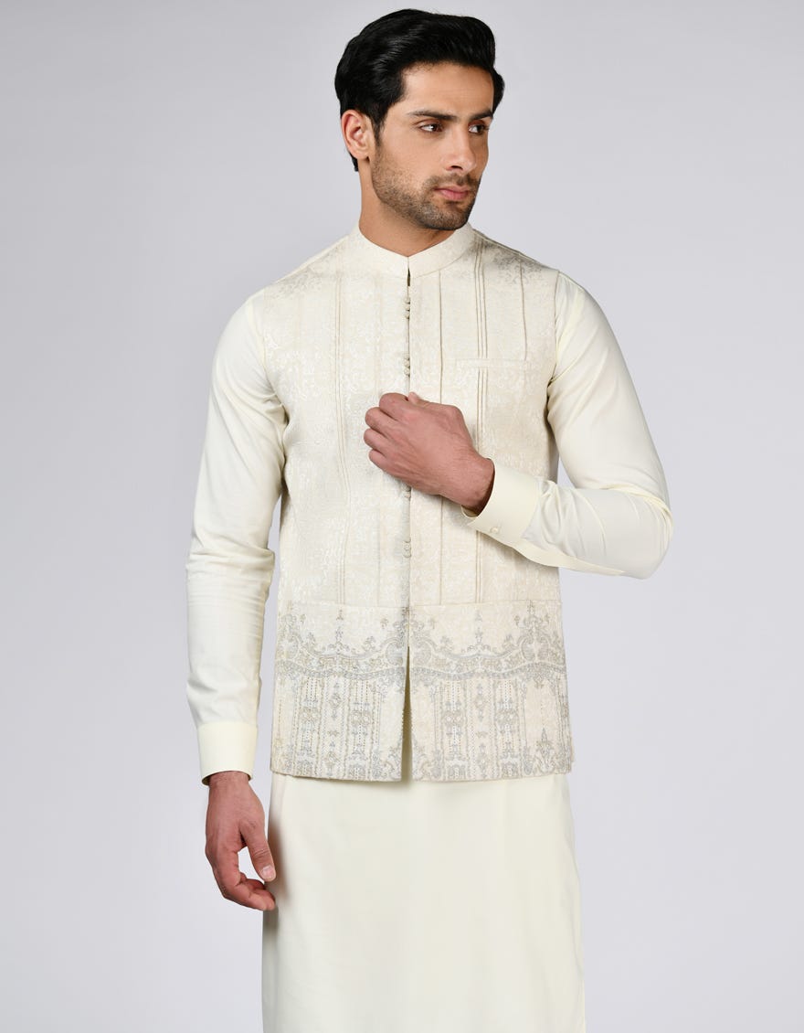 Off White Blended Waistcoat | Jjvc-27491