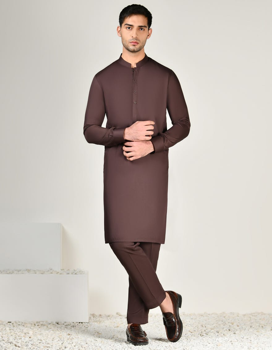 BROWN BLENDED UNSTITCHED KAMEEZ SHALWAR FABRIC | JJMS-2852