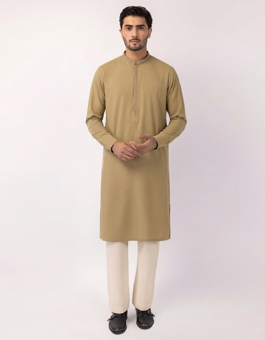KHAKI SEMI-FORMAL KURTA