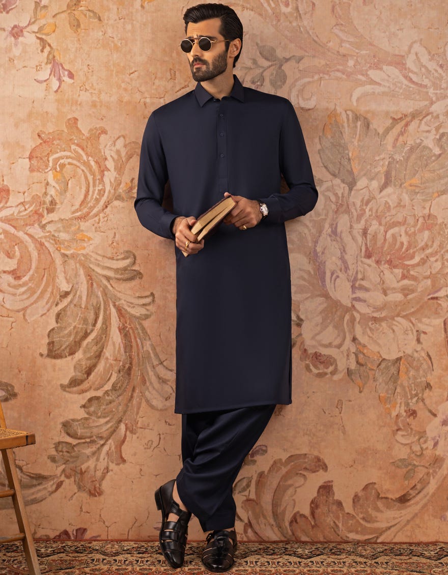 Blue Blended Unstitched Kameez Shalwar Fabric | Jjms-3005-R3