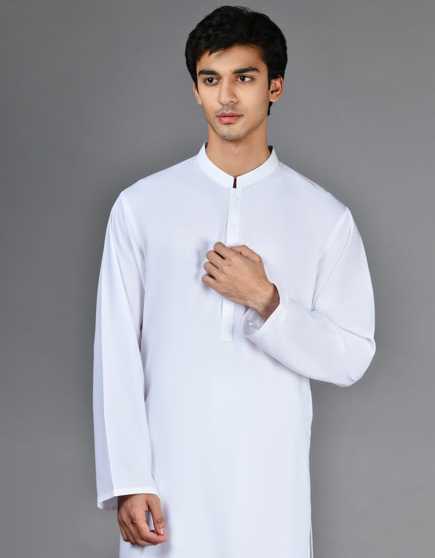 WHITE BLENDED CASUAL KAMEEZ SHALWAR