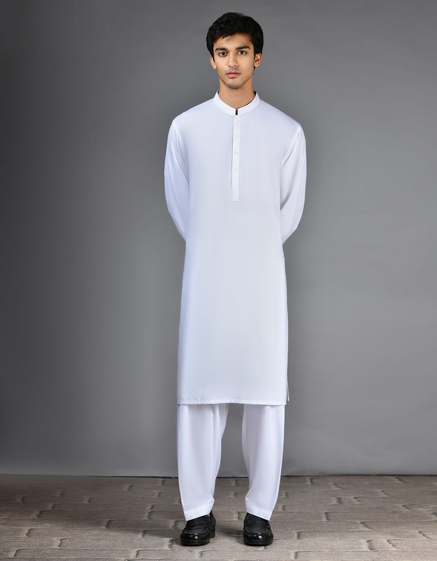 WHITE PLAIN KAMEEZ SHALWAR