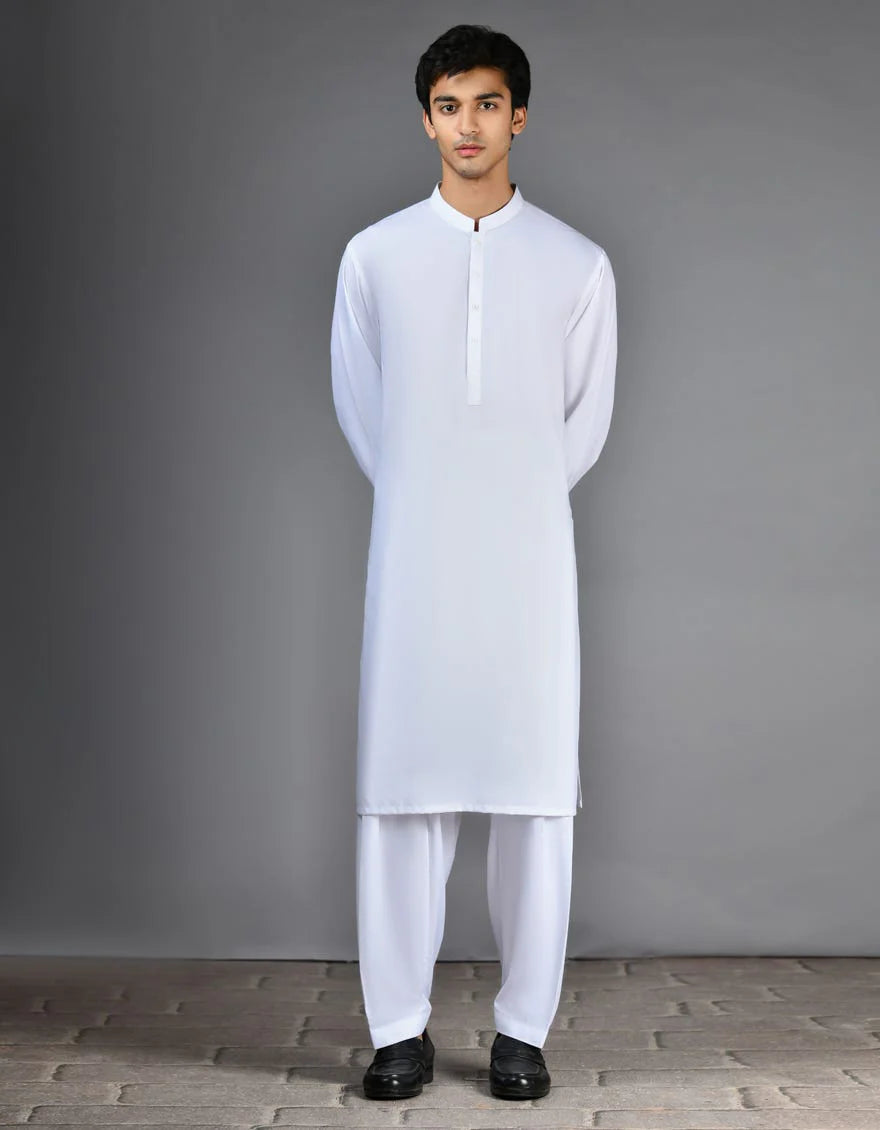 WHITE PLAIN KAMEEZ SHALWAR