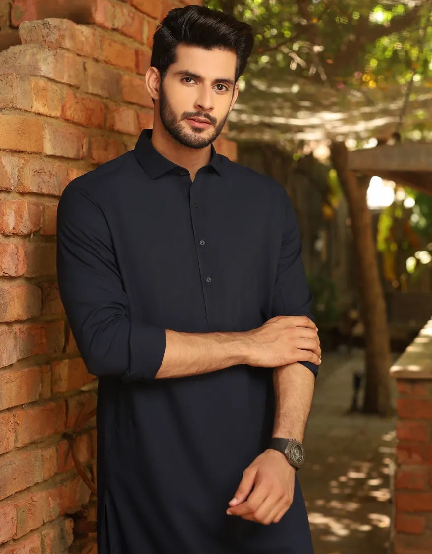 Black Blended Men's Kameez Shalwar | Jjks-A-30779-R27-Ap