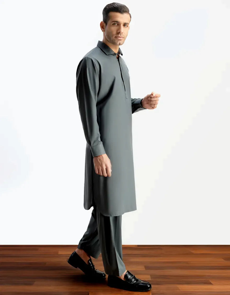 GREY PLAIN KAMEEZ SHALWAR