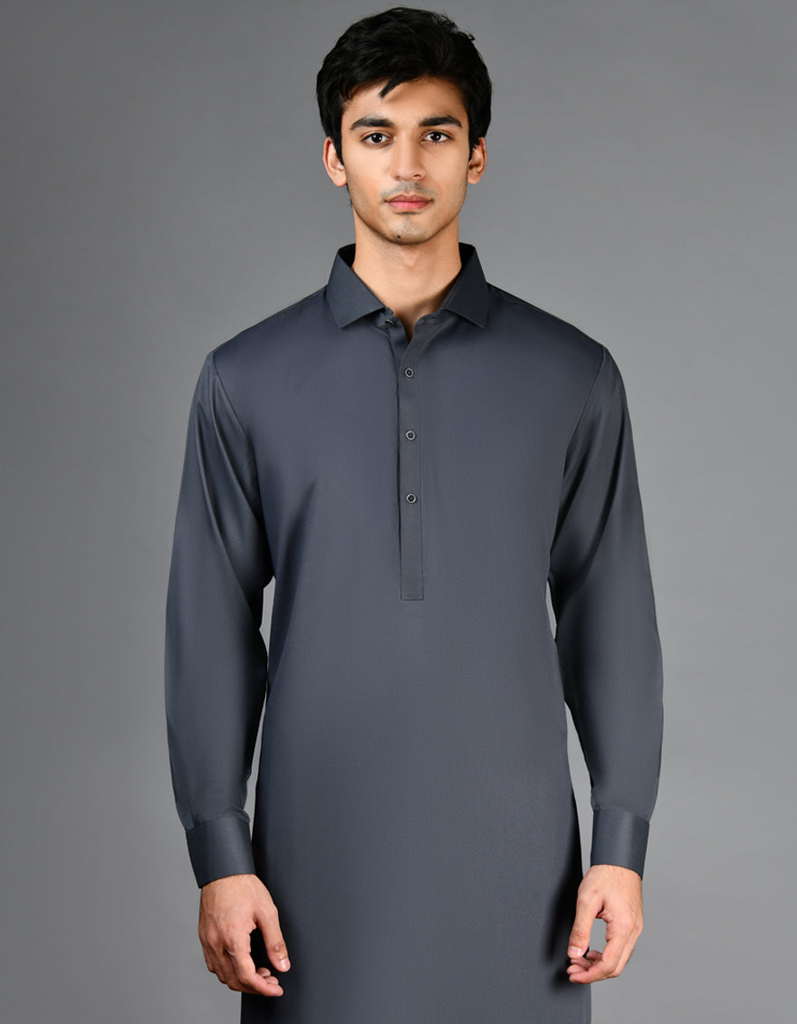 Grey Plain Kameez Shalwar