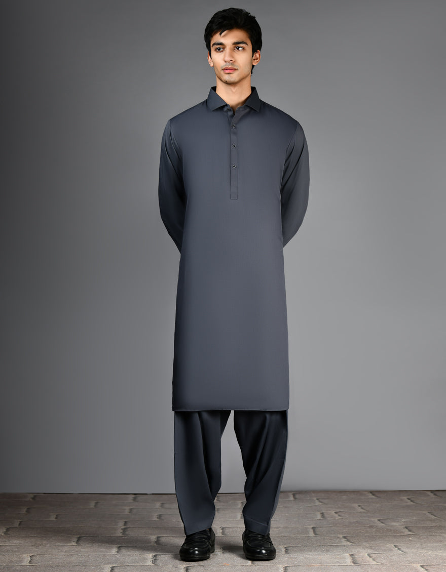 Grey Plain Kameez Shalwar