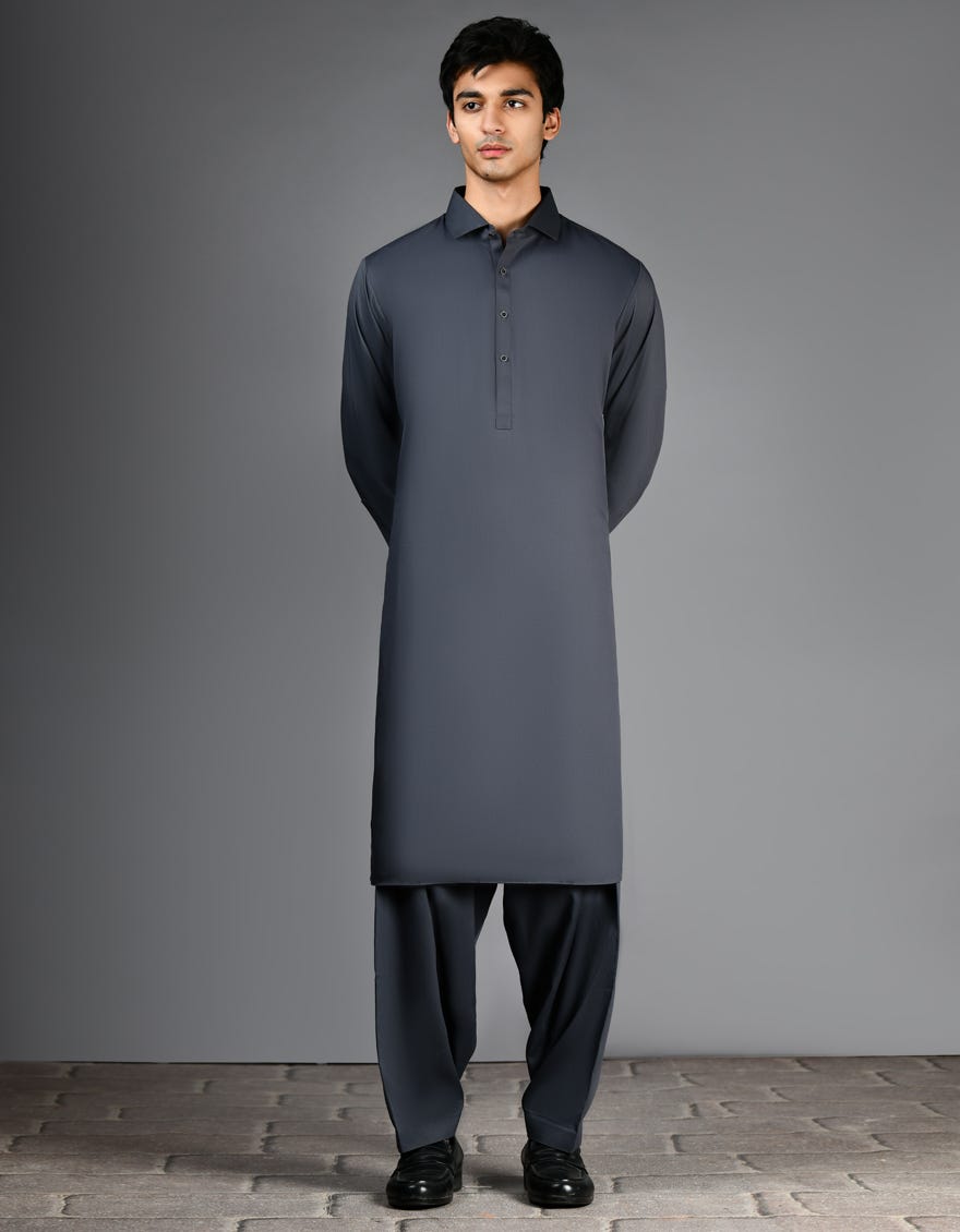 GREY BLENDED CASUAL KAMEEZ SHALWAR