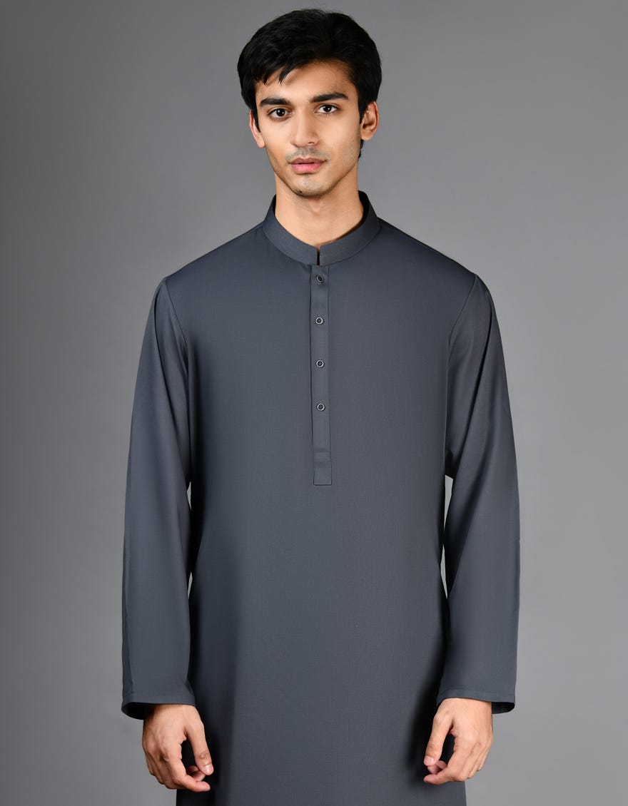 Grey Blended Men's Kameez Shalwar | Jjks-A-30821-R28-Ap