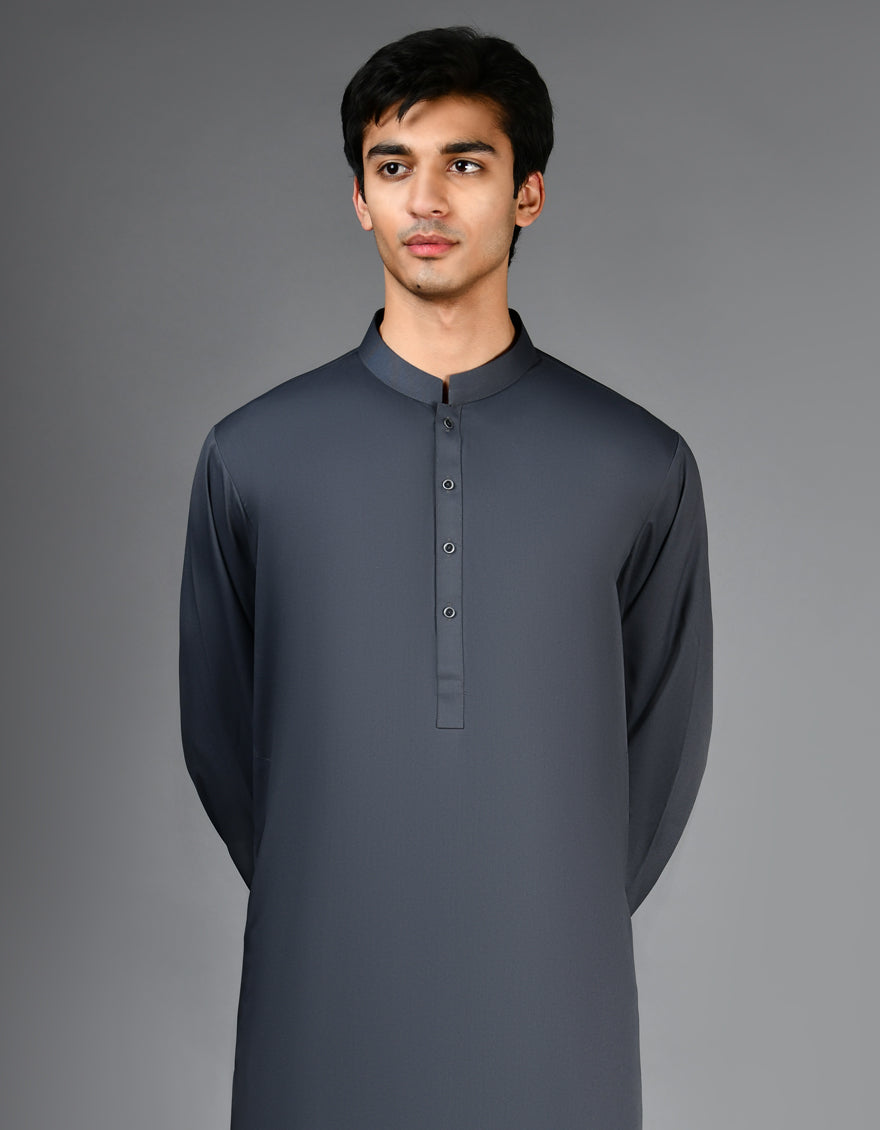 Grey Plain Kameez Shalwar
