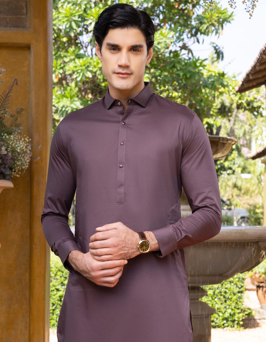 Plum Cotton Men's Kameez Shalwar | Jjks-S-32623