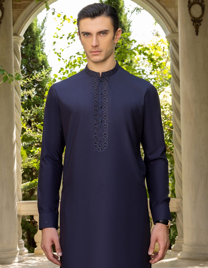 Deep Purple Blended Men's Kameez Shalwar | Jjks-S-32675