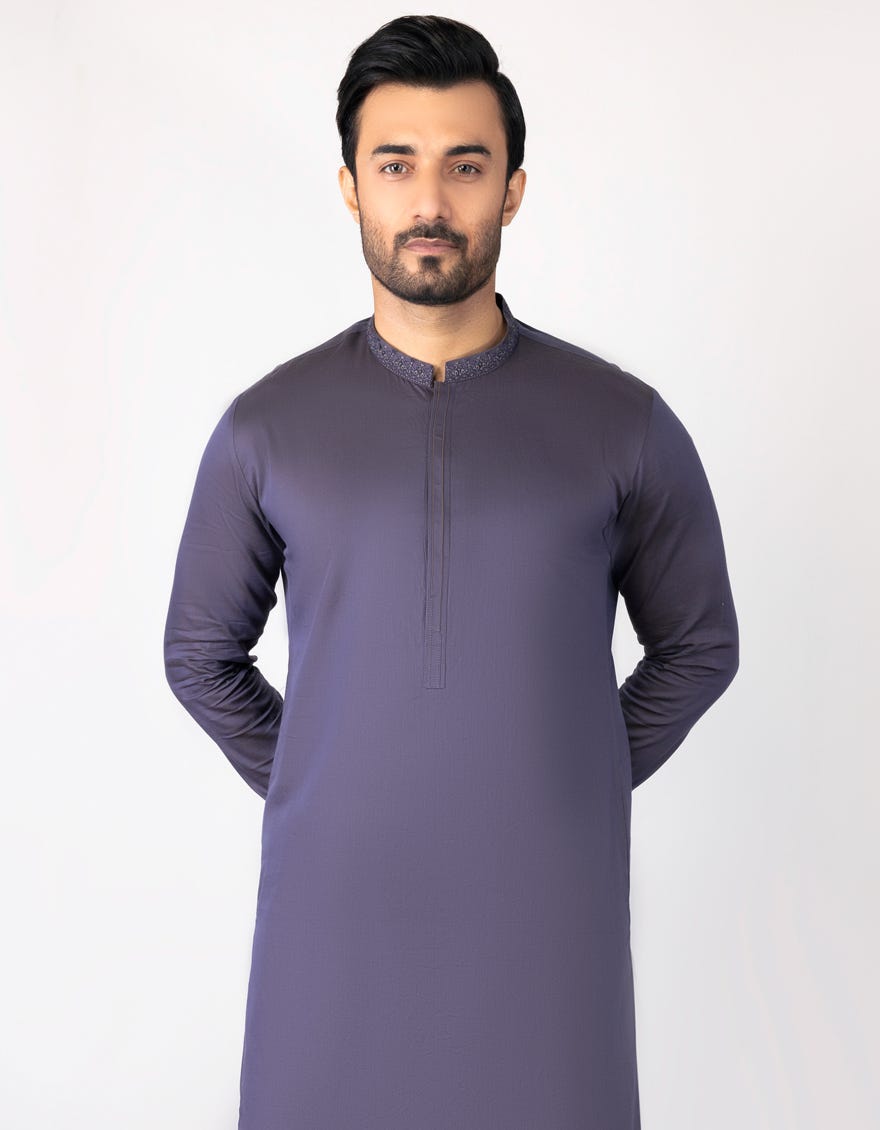 Purple Cotton Men's Kameez Shalwar | Jjks-S-32697
