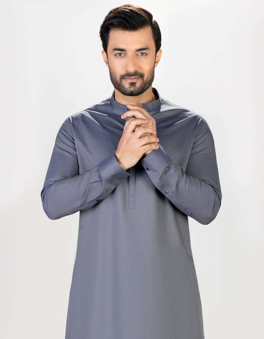 Grey Cvc Men's Kurta Pajama | Jjkp-S-32699