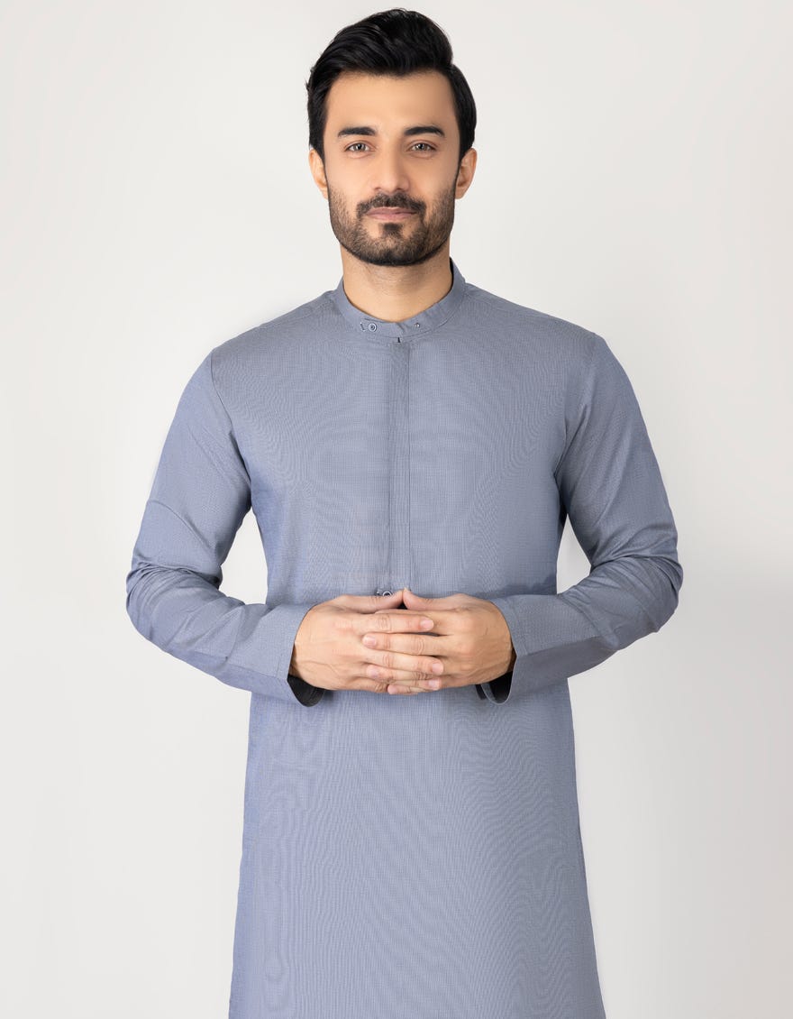 Grey Cotton Men's Kurta | Jjk-S-32701