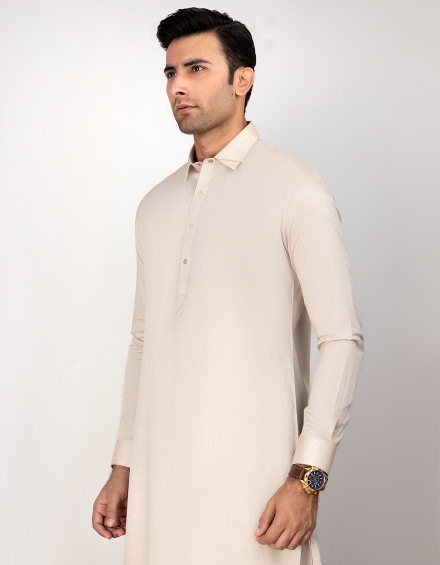 Fawn Cotton Men's Kameez Shalwar | Jjks-S-32704