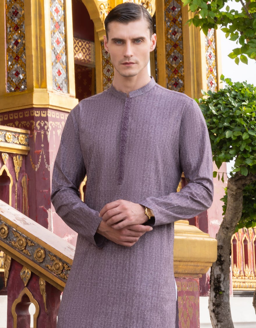 Purple Cotton Men's Kurta | Jjk-S-32707