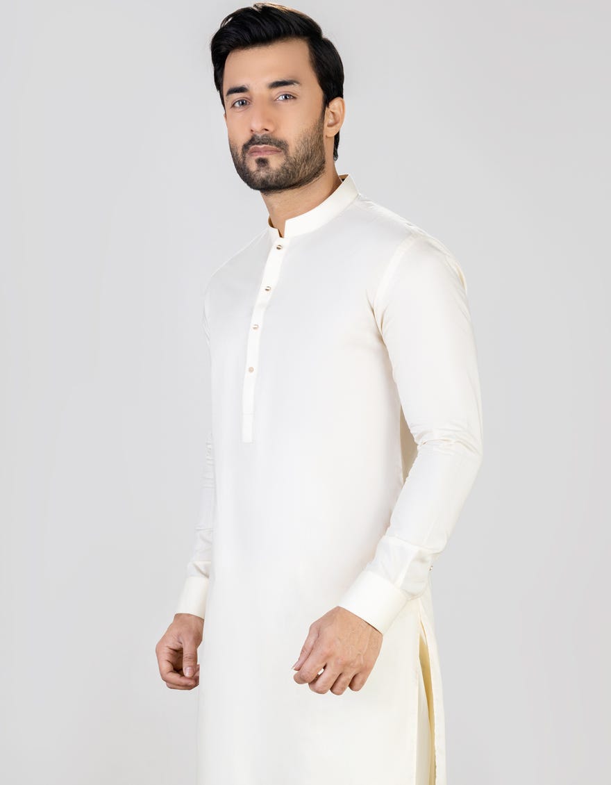 Cream Cvc Men's Kameez Shalwar | Jjks-S-32716