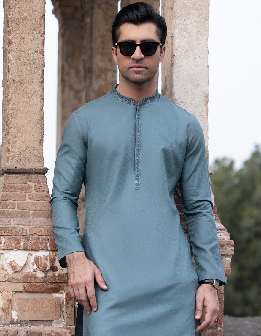 Green Cotton Men's Kurta | Jjk-S-32738