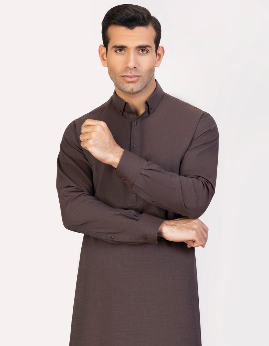 Chocolate Brown Cotton Men's Kurta Pajama | Jjkp-S-32741