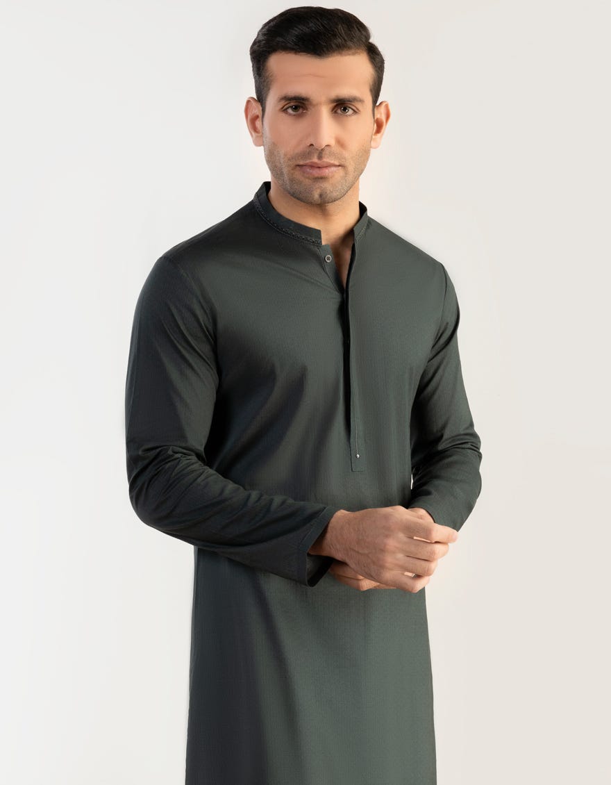 Green Cotton Men's Kurta | Jjk-S-32744