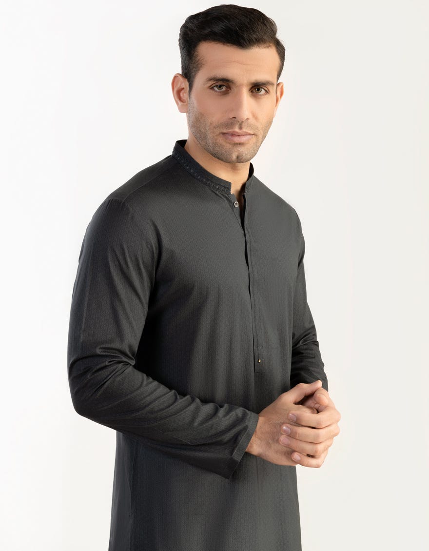 Grey Cotton Men's Kurta | Jjk-S-32745
