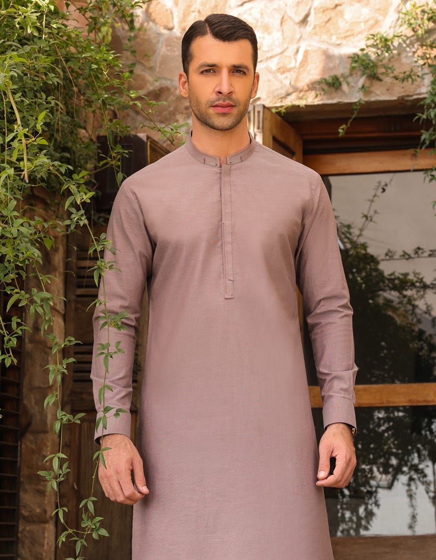 Brown Cotton Casual Men's Kameez Shalwar | Jjks-S-32746