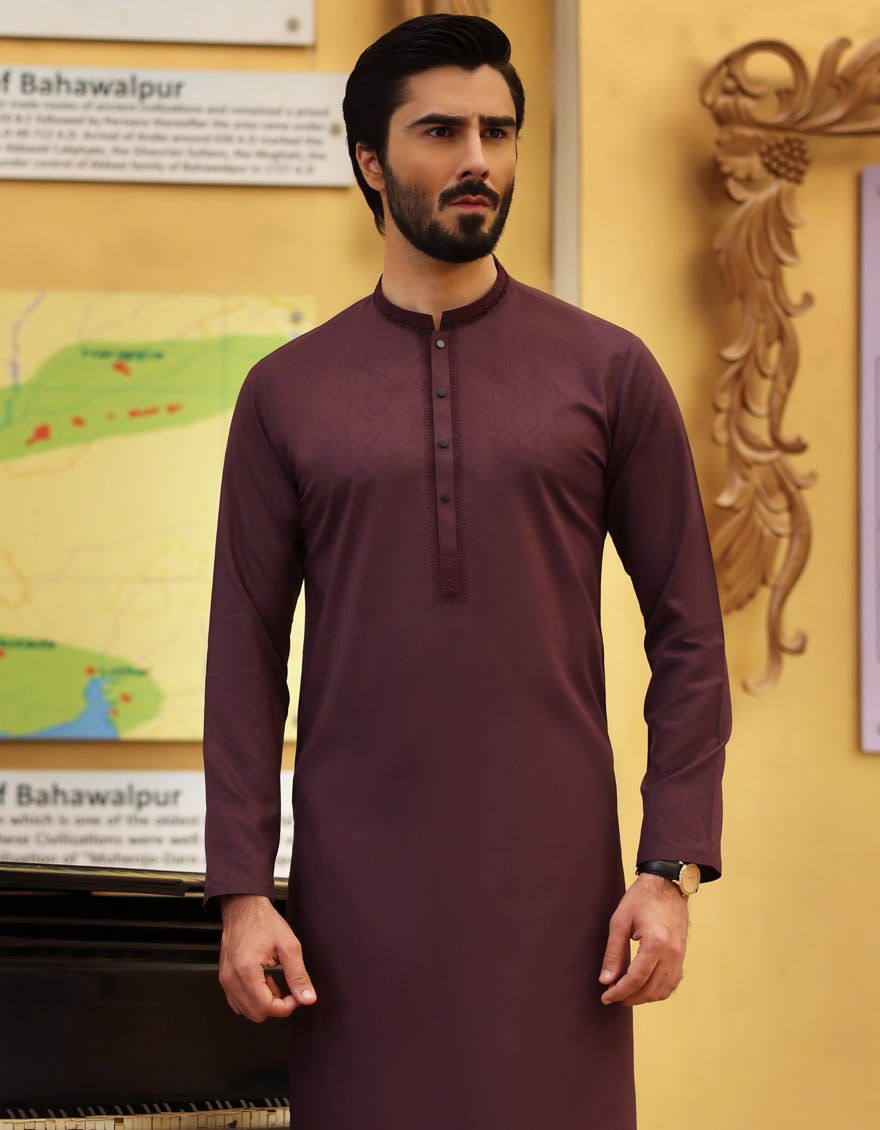 Purple Blended Men's Kurta | Jjk-S-32747
