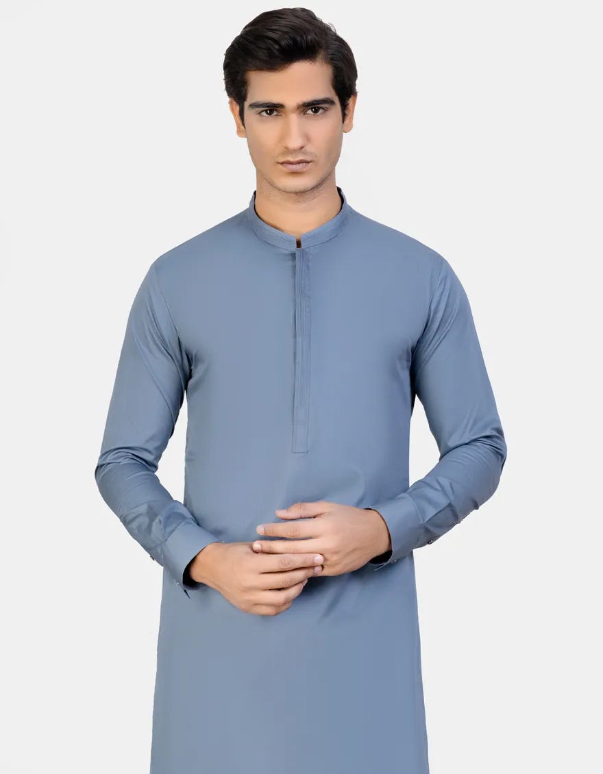 Blue Men's Kameez Shalwar | Jjks-S-32748