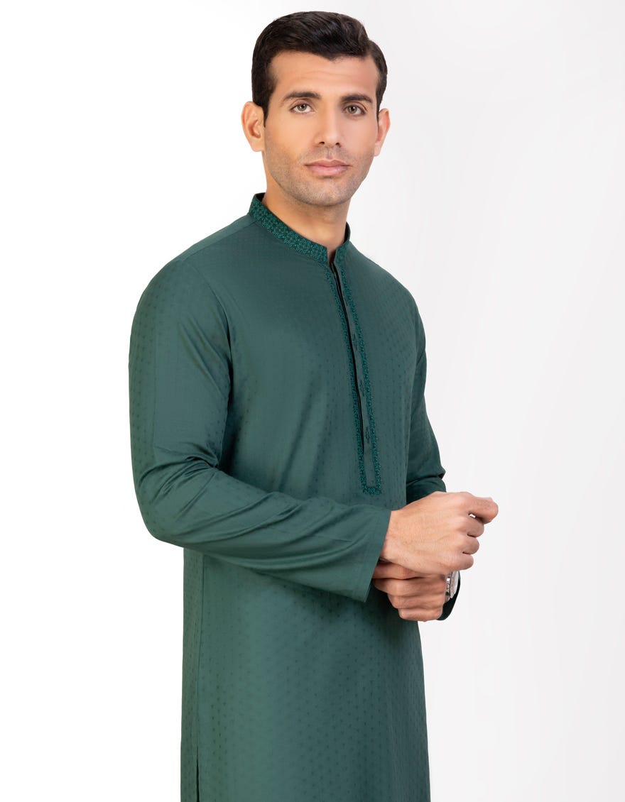 Green Cotton Men's Kurta | Jjk-S-32770