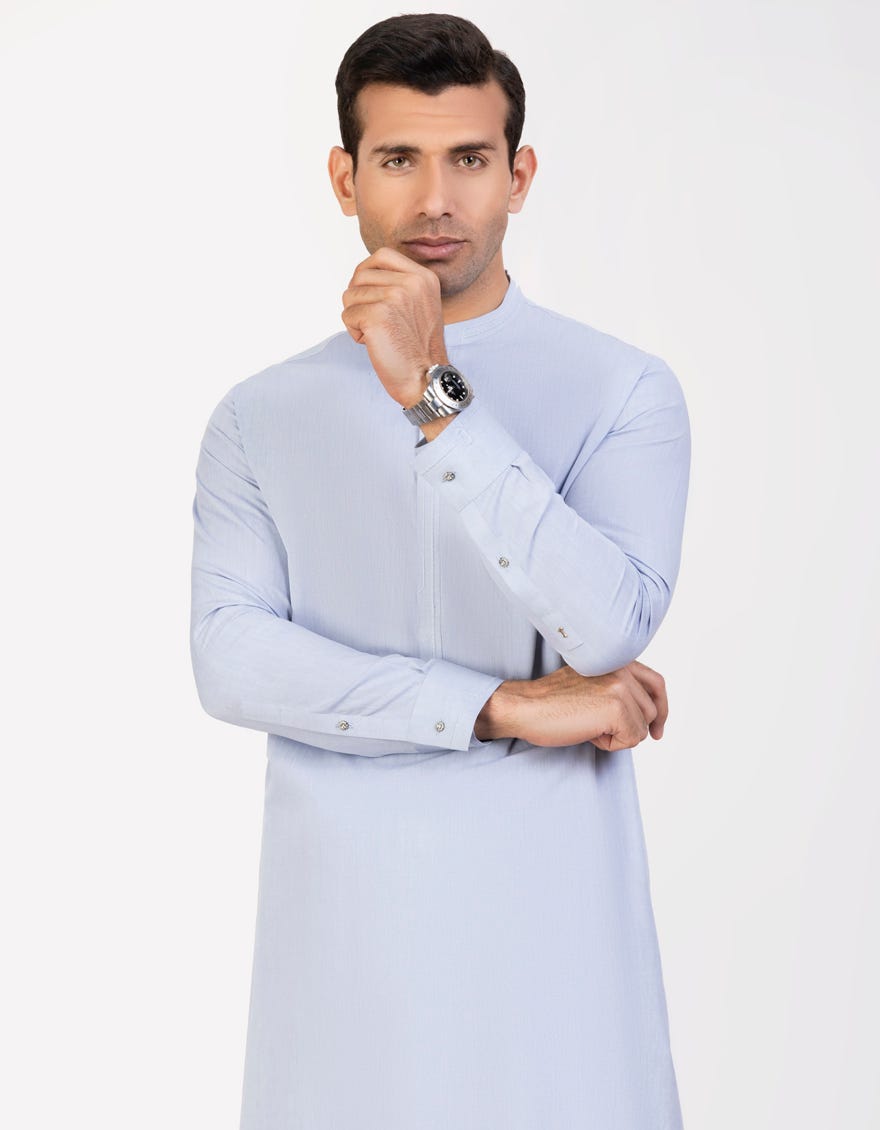 Sky Blue Cotton Men's Kameez Shalwar | Jjks-S-32777