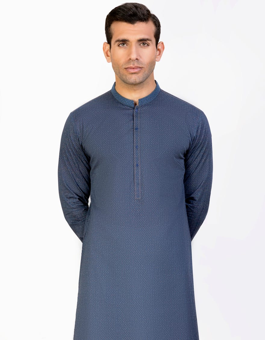Pegion Blue Cotton Men's Kurta | Jjk-S-32779
