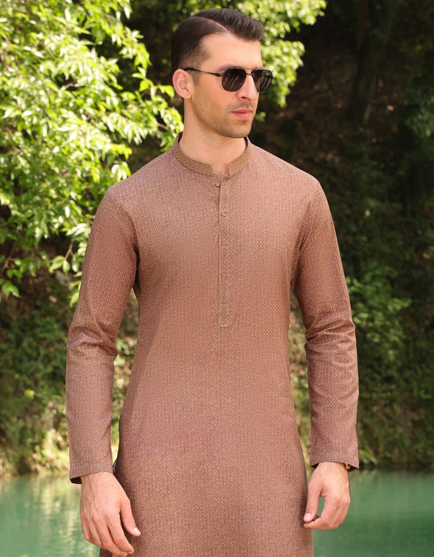 Brown Cotton Men's Kurta | Jjk-S-32781