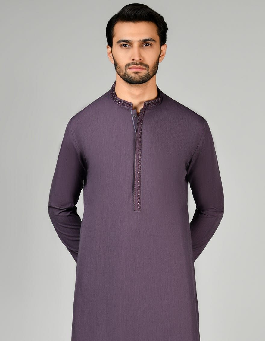 Two Tone Purple Cvc Men's Kameez Shalwar | Jjks-S-32794
