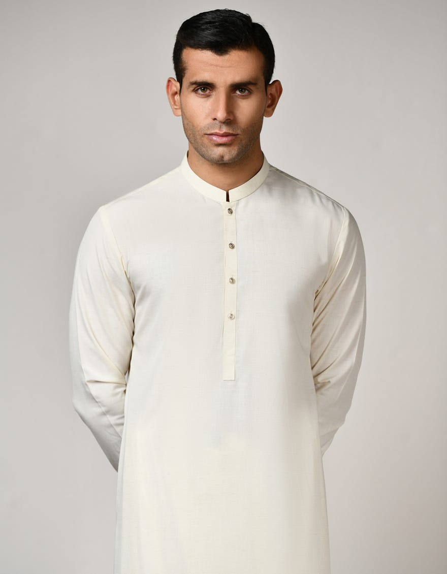 White Men's Kameez Shalwar | Jjks-S-32801