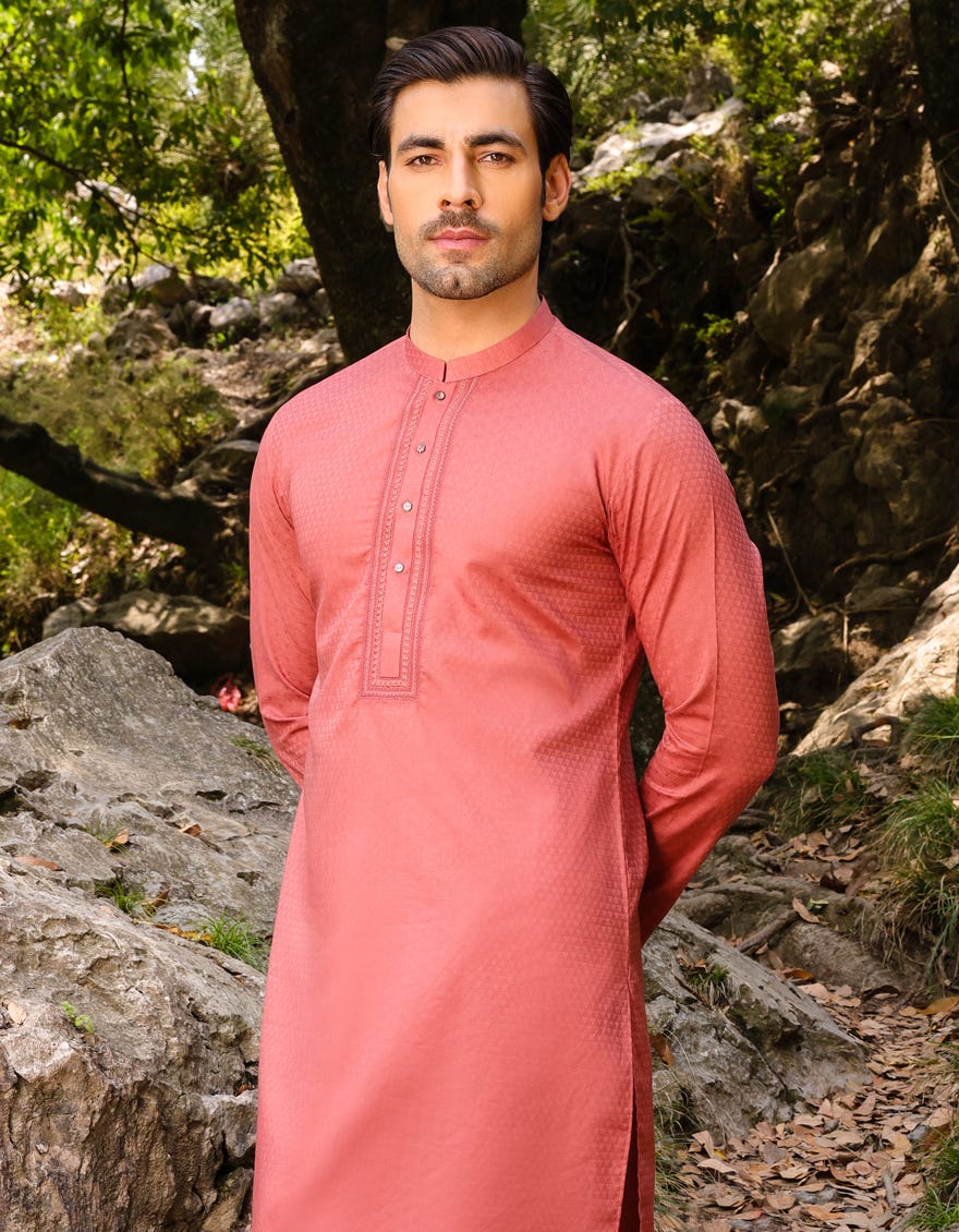 Red Cotton Men's Kurta | Jjk-S-32802