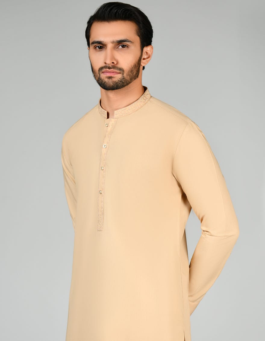 Sand Blended Men's Kameez Shalwar | Jjks-S-32808