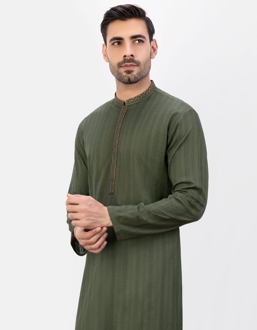 Green Men's Kurta | Jjk-S-32809