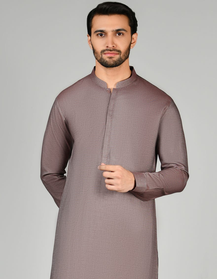 Brown Cotton Men's Kameez Shalwar | Jjks-S-32821