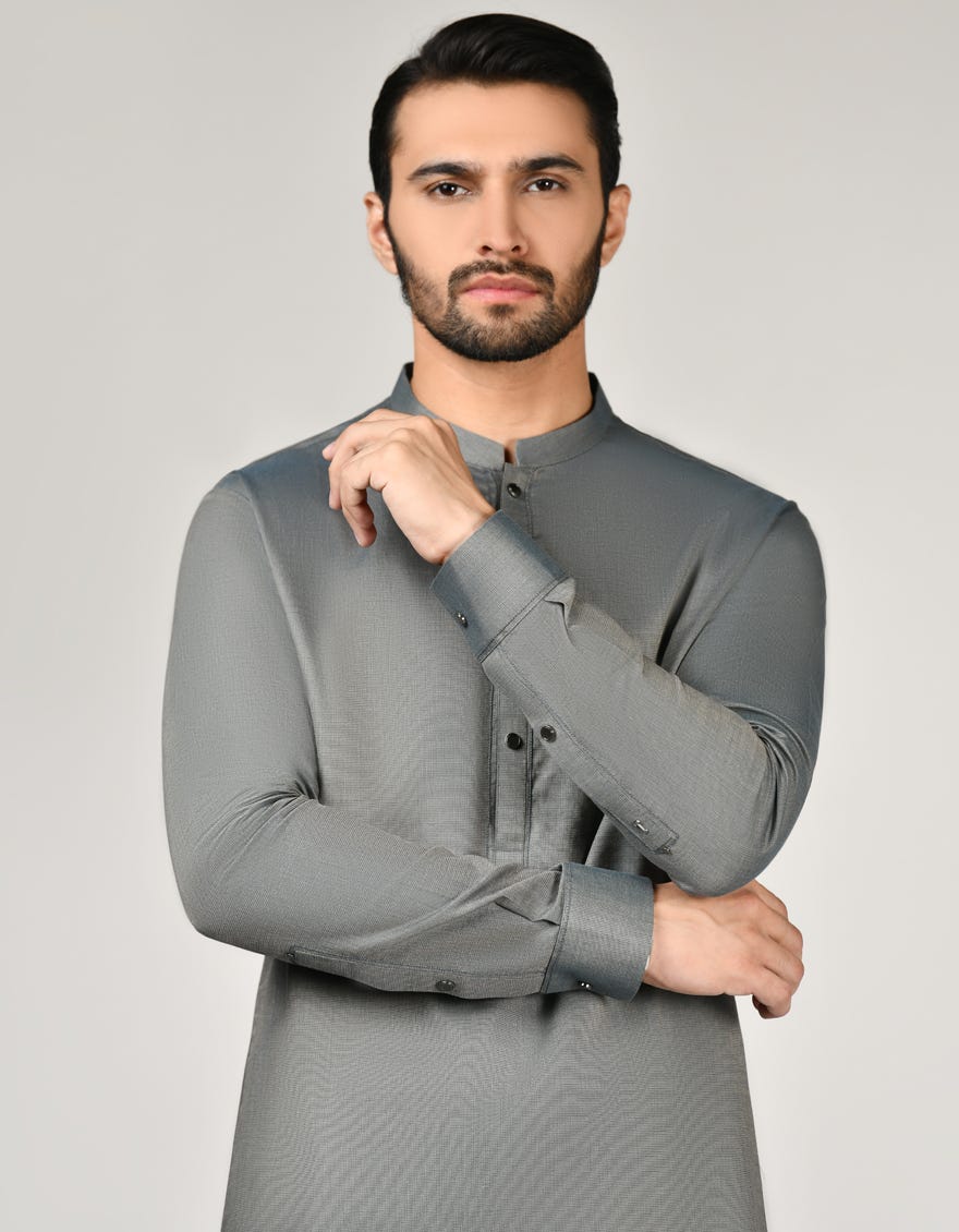 Dark Green Cotton Men's Kameez Shalwar | Jjks-A-32826