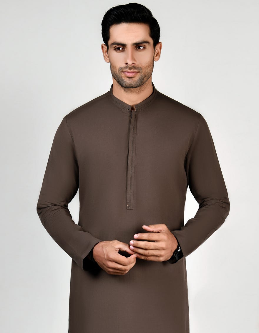 Coffee Brown Cotton Men's Kurta | Jjk-A-32829