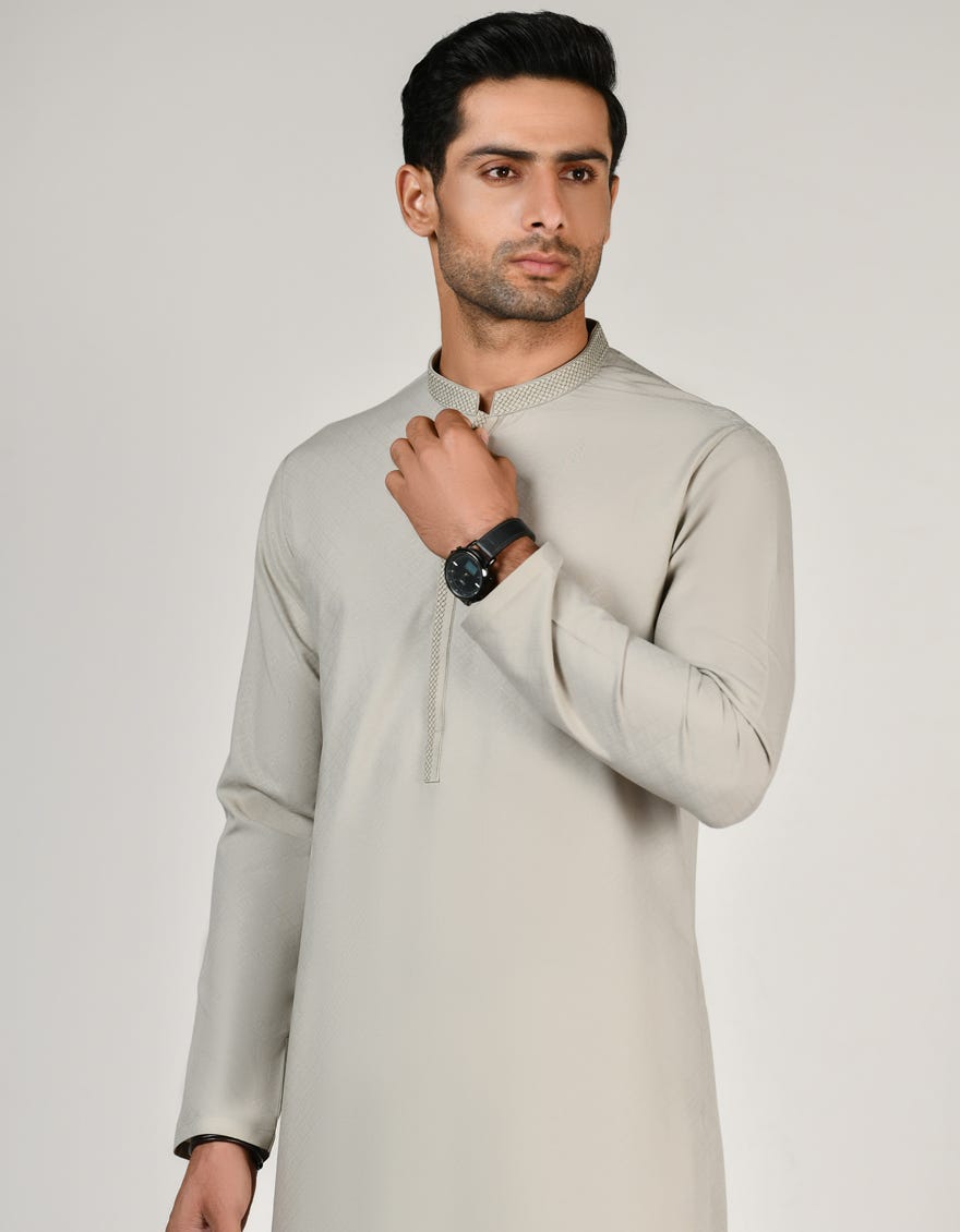 Sage Green Blended Men's Kurta | Jjk-A-32856