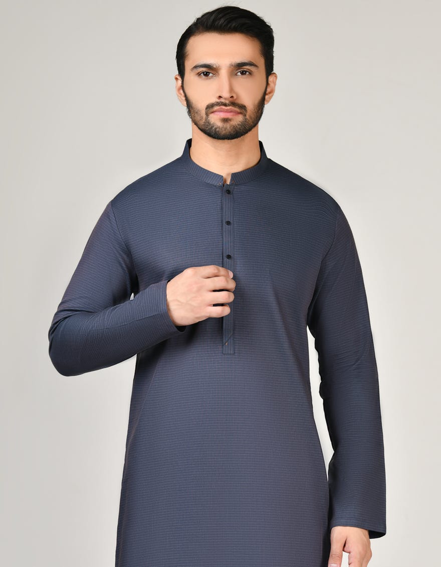 Blue Cotton Men's Kurta | Jjk-A-32857