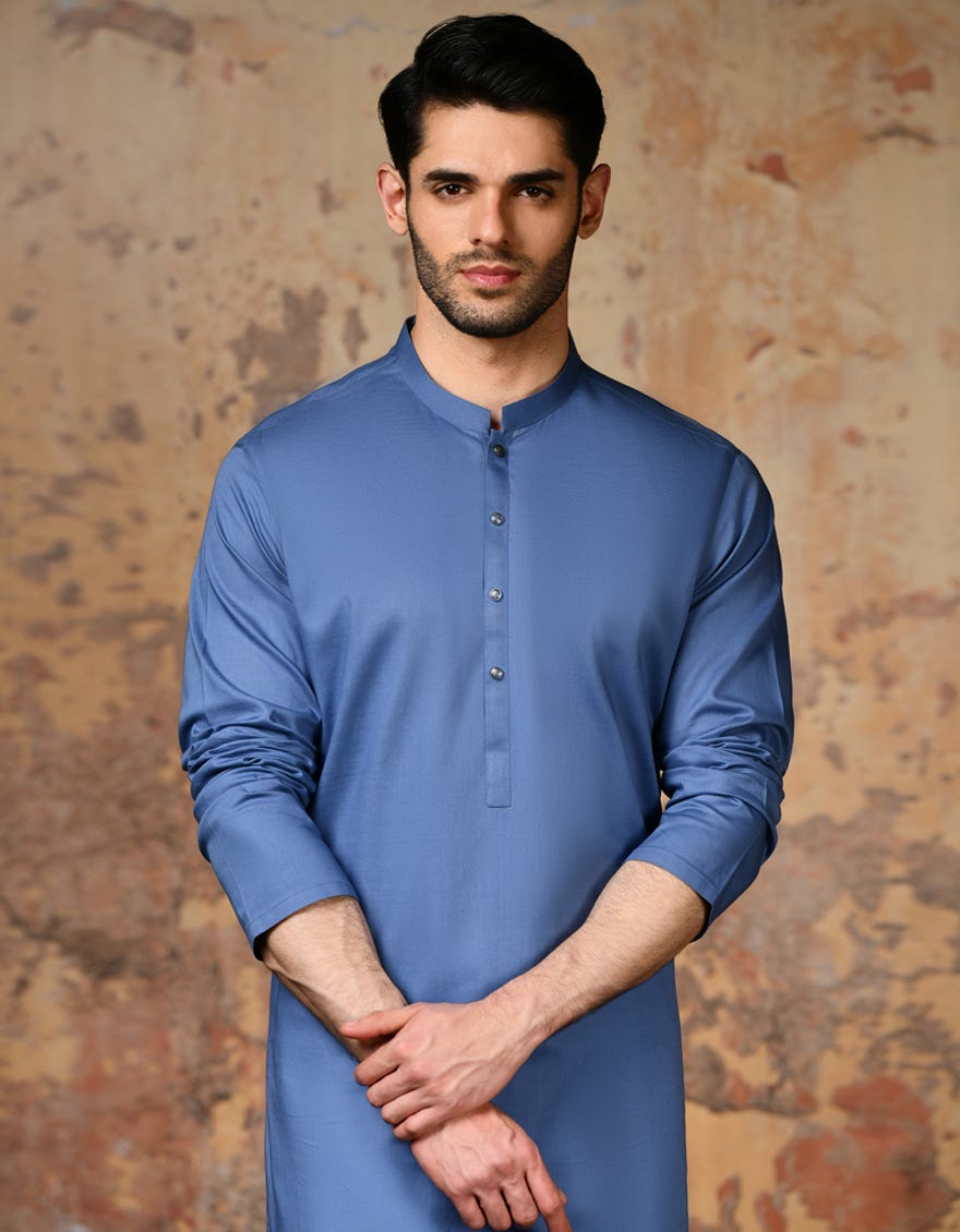Blue Cotton Men's Kurta | Jjk-S-32911