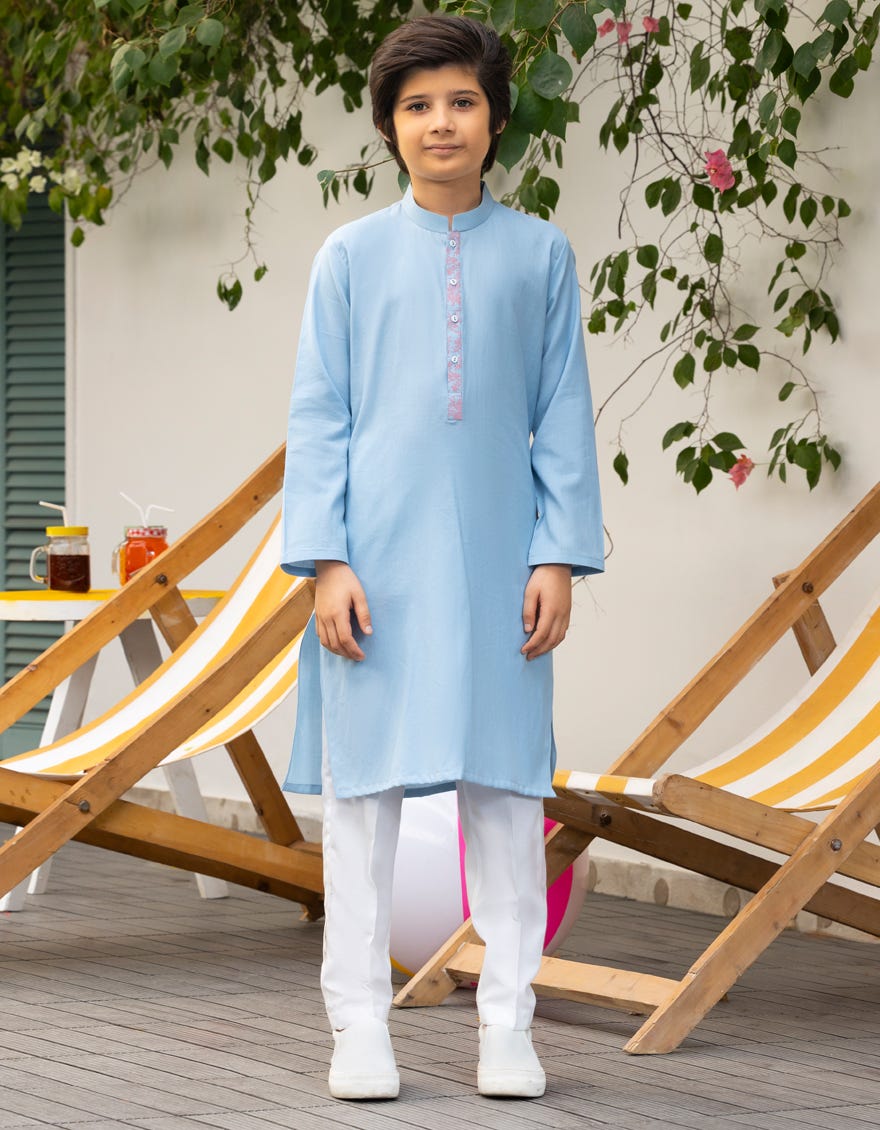 SKY BLUE COTTON KURTA | JCK-A-39219