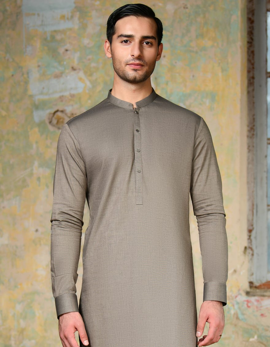 Dull Brown Cotton Men's Kurta Pajama | Jjkp-A-32929